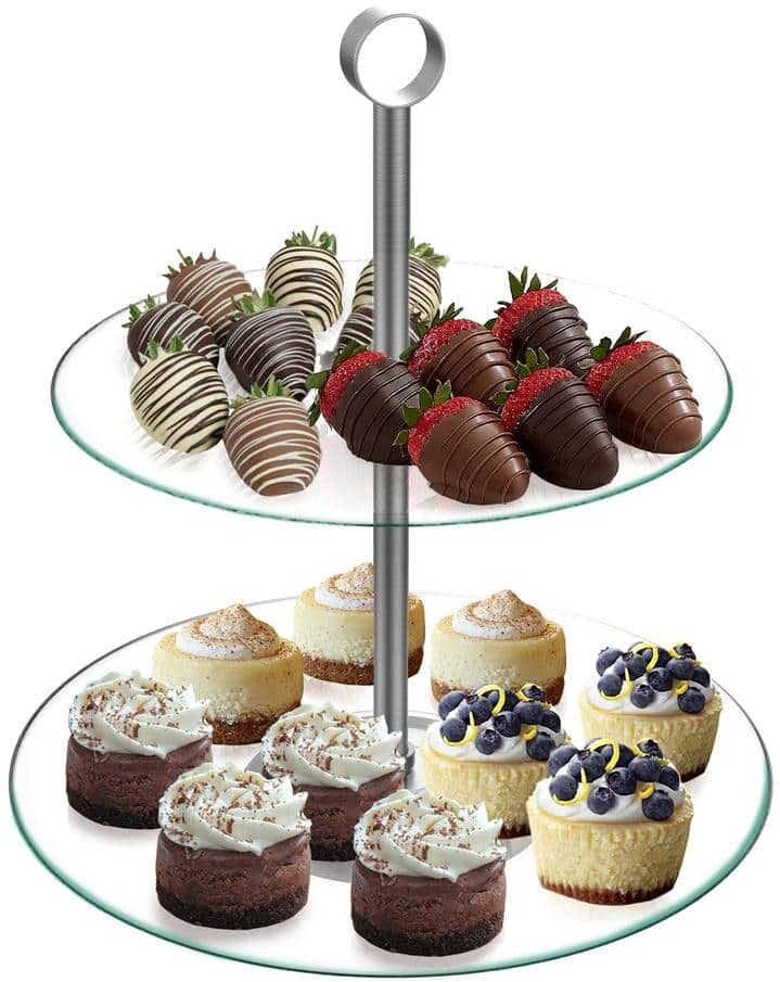 Chef Buddy 2-Tier Round Glass Buffet and Dessert Stand