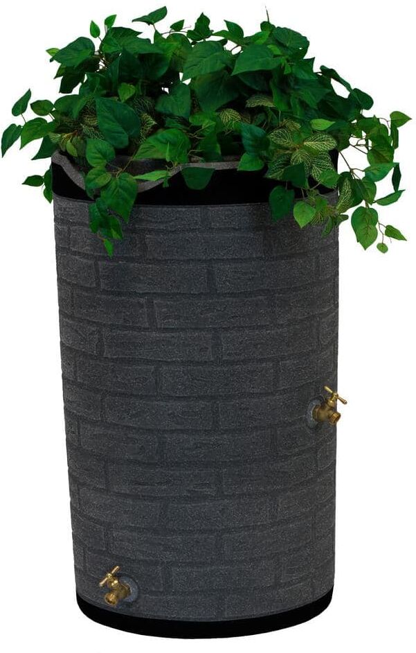 Good Ideas Impressions Downton 50 Gallon Darkened Ribs Dark Granite Rain Barrel