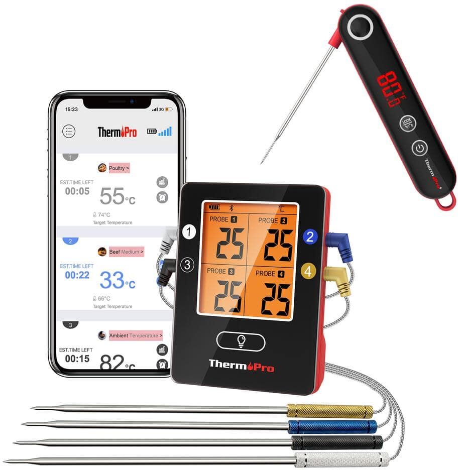 ThermoPro 4-Probe Bluetooth Meat Thermometer with Instant Read Companion