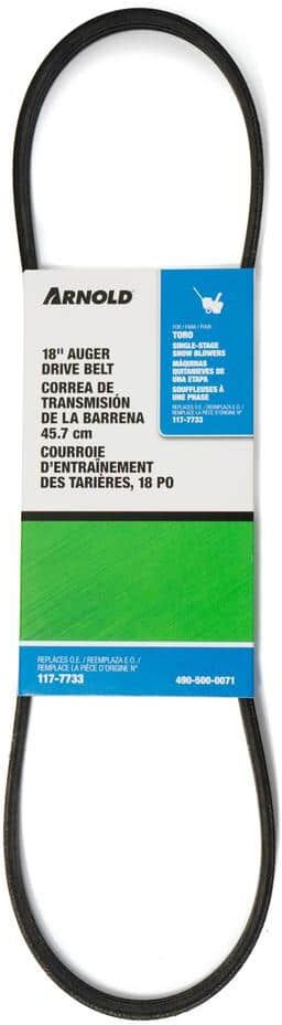 Arnold Replacement Auger Drive Belt for Most 18 in. Toro Single Stage Snow Blowers, Replaces OE# 117-7733