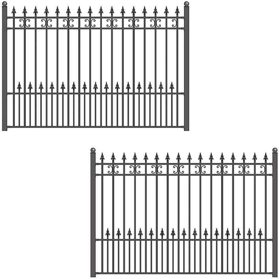 ALEKO 2-Panel Fence Kit - Venice Design - 8 ft. x 5 ft. Each Security Fence Panels Steel Fence Kit