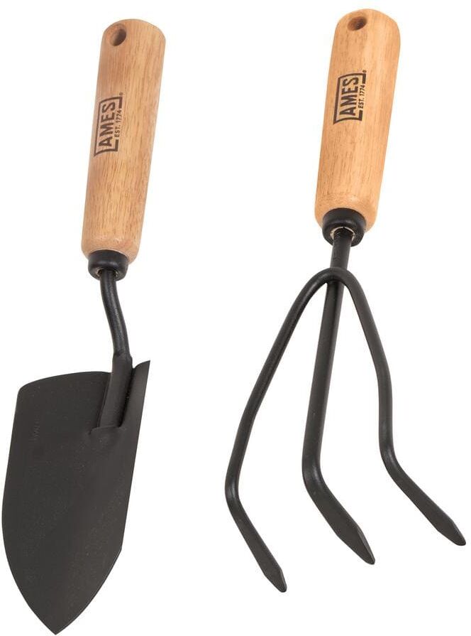 Ames 2-Piece Garden Tool Set with Wooden Handles - Hand Trowel and Hand Cultivator