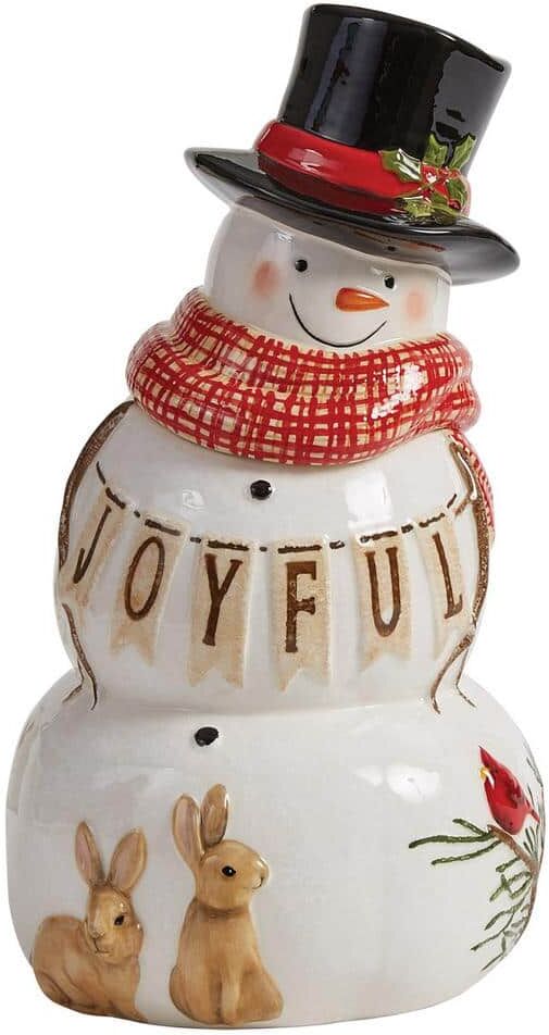 Park Designs 8 in. Ise Stone Joyful Snowman Cookie Jar