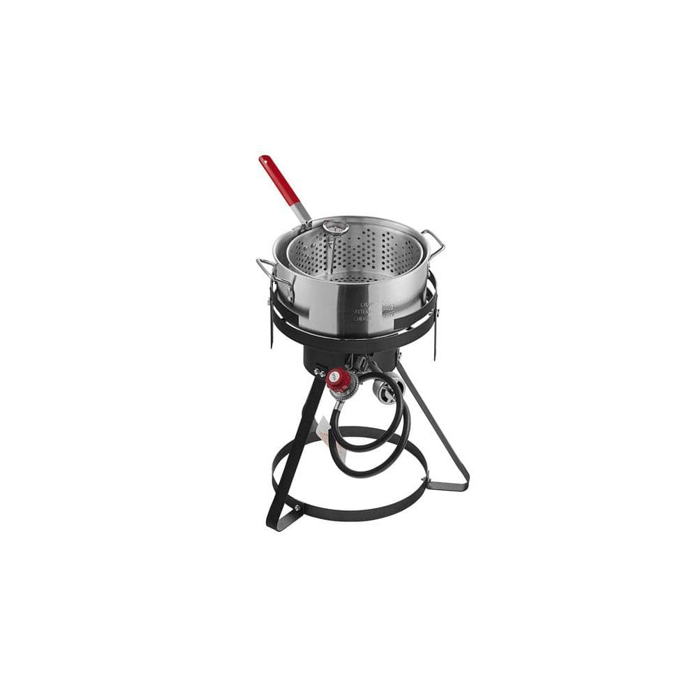 ITOPFOX 10 qt. Outdoor Aluminum Crawfish Boiler/Deep Fryer Cooker Kit Pot Propane, NSF Listed