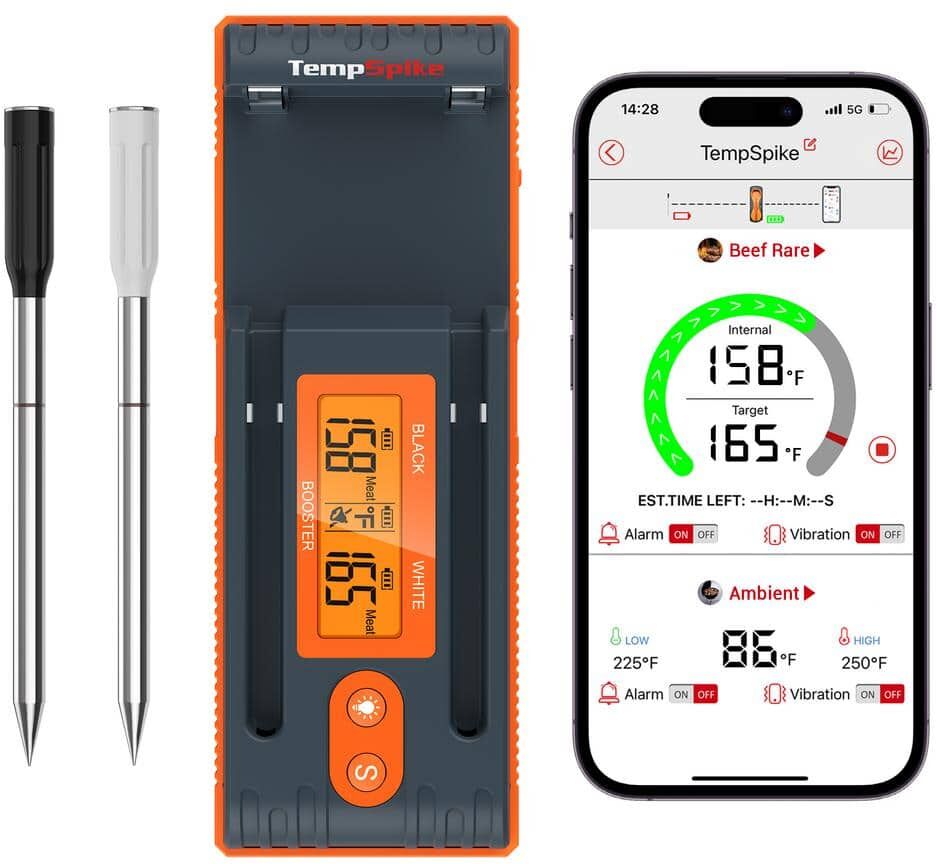 ThermoPro 2-Probe 500 ft. Truly Wireless Meat Thermometer, Red, Bluetooth Meat Thermometer for Grilling and Smoking