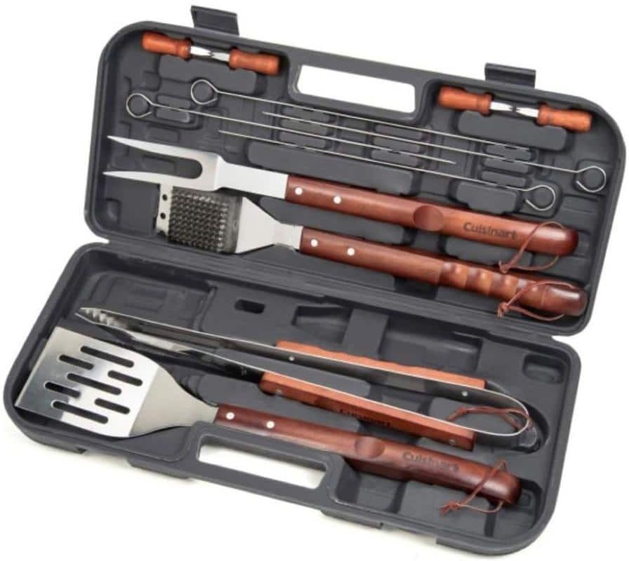 ITOPFOX Brown Wooden Handle Tool Set 13-Piece Cooking Accessory Grilling Set for Outdoor Cooking