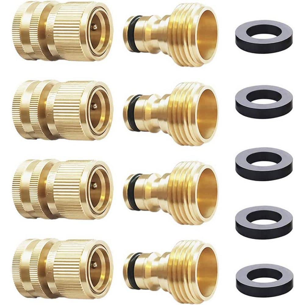 Garden Hose Quick Connect Solid Brass Quick Coupler 3/4 in. (Pack of 4)