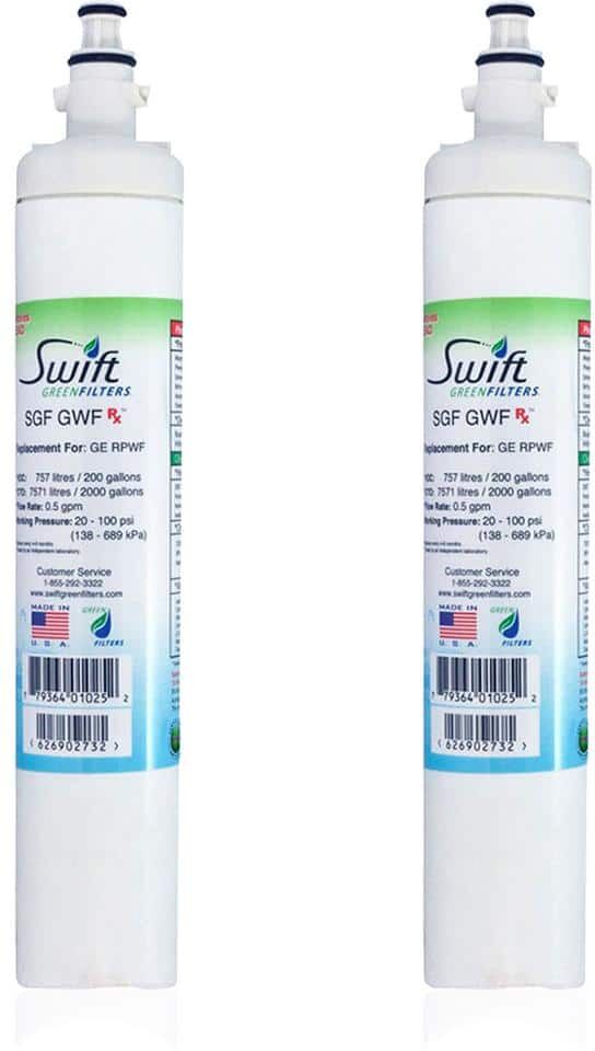 Swift Green Filters Swift Rx Replacement Water Filter for GE GWF RPWF WSG-4 PFE29P (2-Pack)