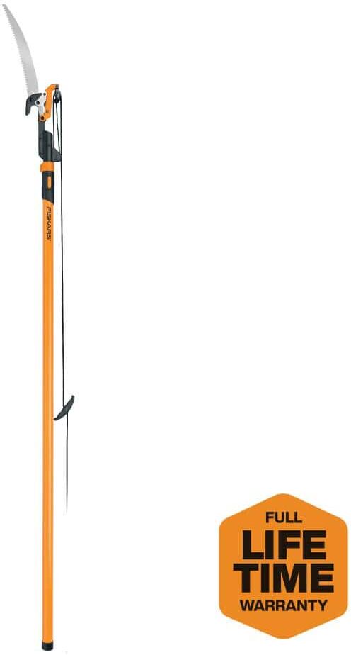 Fiskars PowerLever 1-1/8 in. Cut Capacity Steel Saw Blade 15 in. Fiberglass Pole 14 ft. Tree Pruner