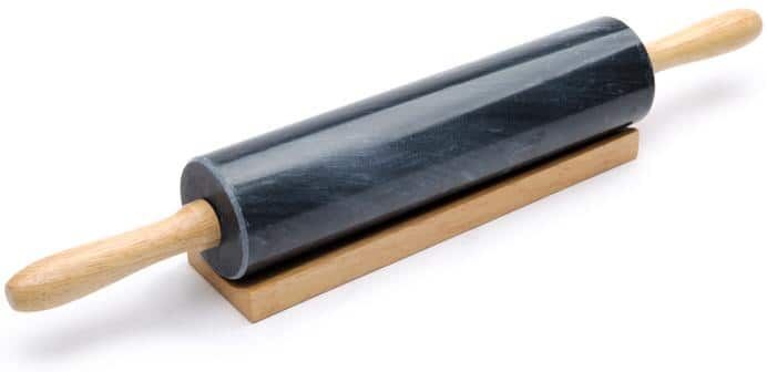 Fox Run Black Marble Rolling Pin and Base