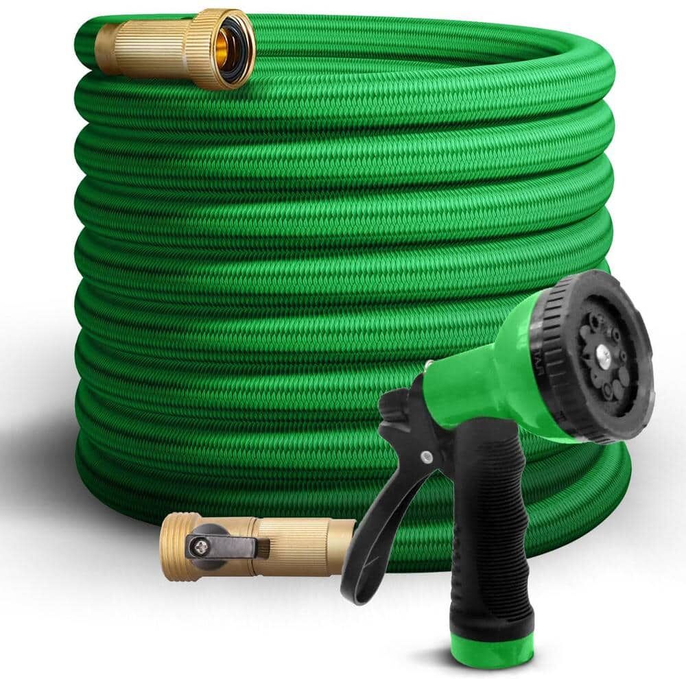 ITOPFOX 3/4 in. Dia x 100 ft. Lightweight Multi-Purpose Garden Hose with 8 Pattern Hose Spray Nozzle and Kink Resistant