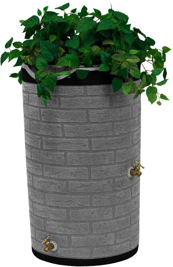 Good Ideas Impressions Downton 50 Gallon Darkened Ribs Light Granite Rain Barrel