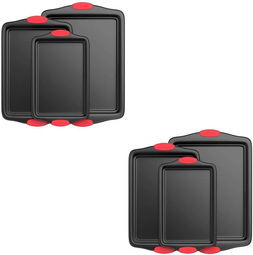 NutriChef Kitchen Deluxe Non Stick Carbon Steel 3 Piece Bakeware Set (2 Pack)