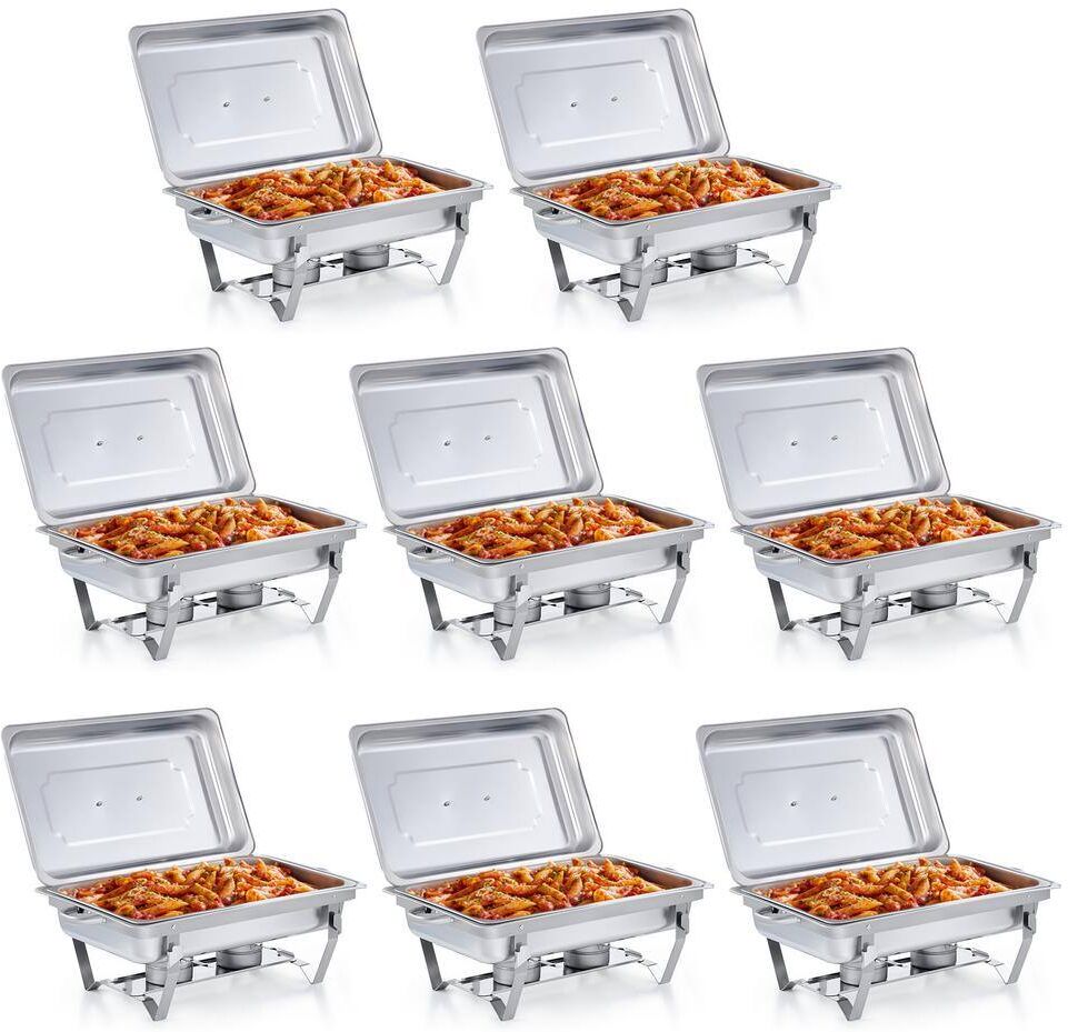 Wilprep 8 Pack 9.5 Qt. Chafing Dish Buffet Set Stainless Steel with Lids Foldable Legs for Parties