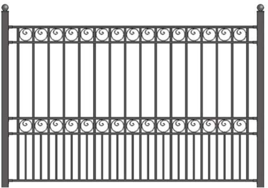 ALEKO Paris Style 5 ft. x 8 ft. Black Iron Fence Panel