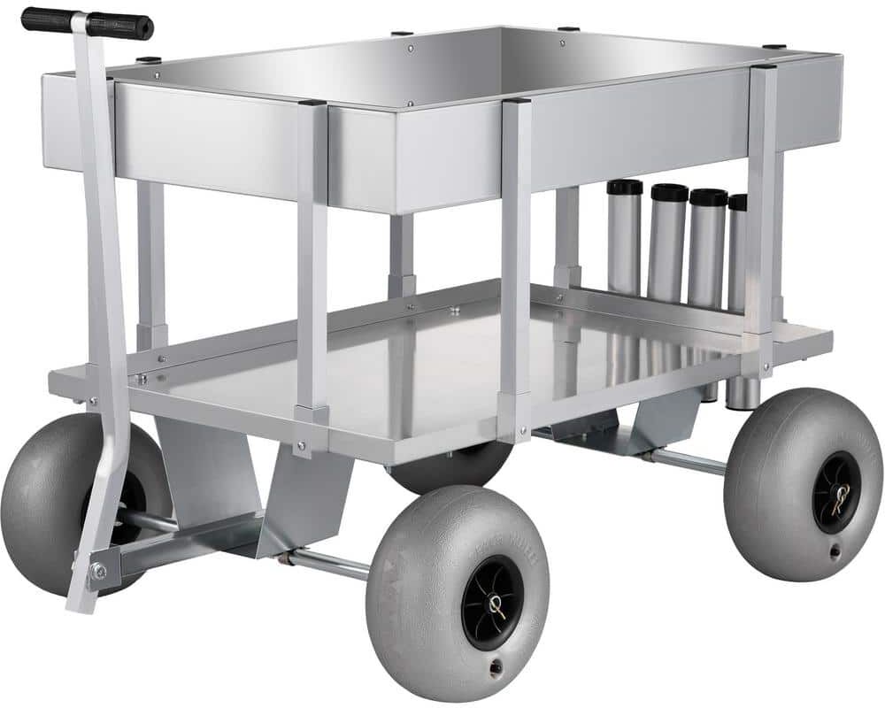 VEVOR 23.87 cu. ft. Metal Garden Cart 51.2 in. x 25.6 in. x 31.5 in. Beach Fishing Cart for Sand