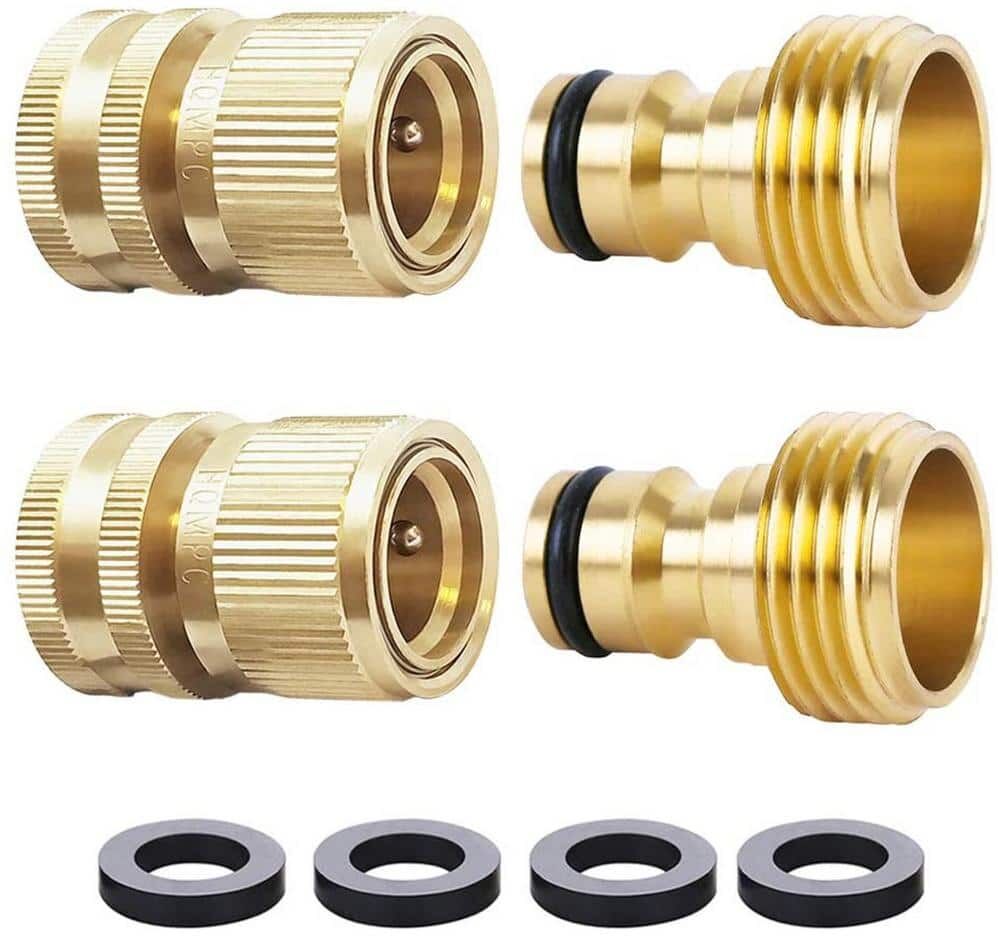 Garden Hose Quick Connect Solid Brass Quick Coupler 3/4 in. (Pack of 2)