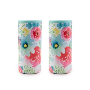Cambridge Watercolor Floral Insulated Stainless Steel Slim Can Coolers (Set of 2)