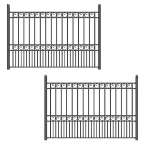 ALEKO 2-Panel Fence Kit - Paris Design - 8 ft. x 5 ft. Each Security Fence Panels Steel Fence Kit, Black