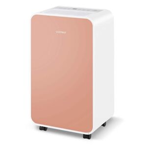 Costway 32 pt. 2500 sq. ft. Dehumidifier for Home Basement 3 Modes Portable in. Multi Pink+White