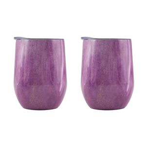Cambridge 12 oz. Pink Geode Decal Stainless Steel Wine Tumblers (2-Pack)