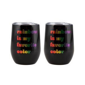 Cambridge 12 oz. "Rainbow is My Favorite Color" Decal Stainless Steel Tumblers (Set of 2), Black