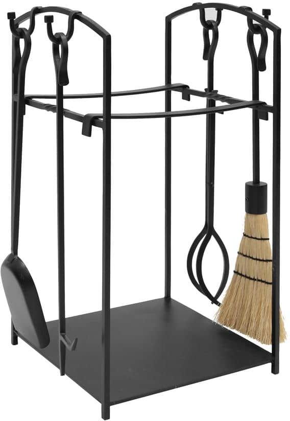 ACHLA DESIGNS 26 in. Tall Black Mission Wood Holder with 4 Tools