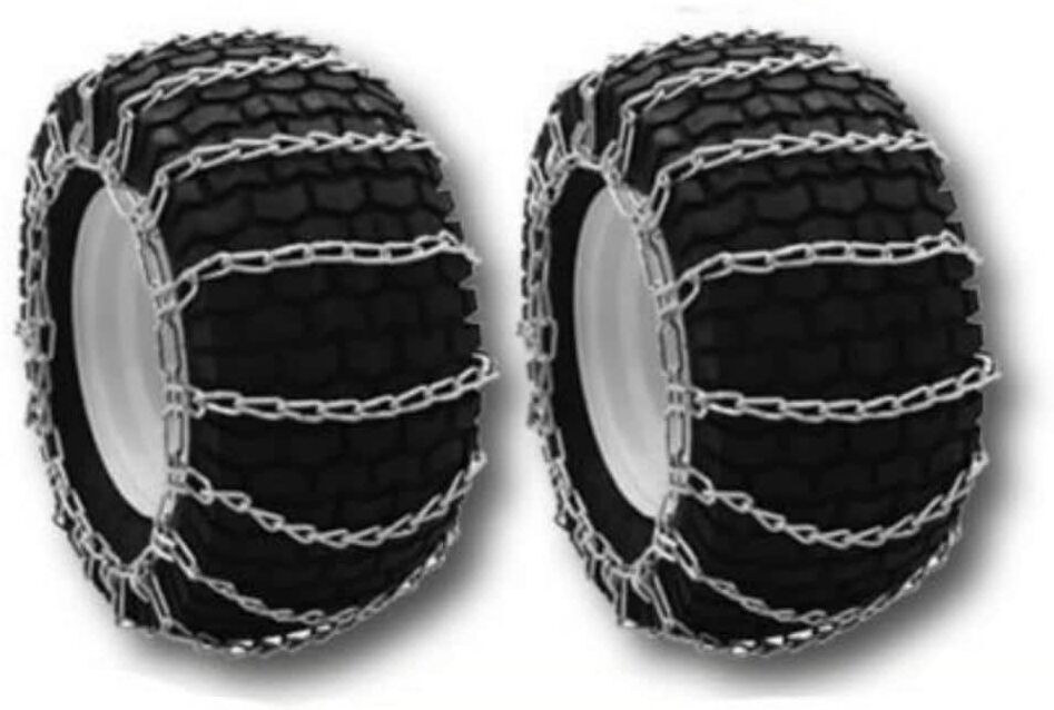 OAKTEN 4.1x3.5x6, 12x4x6, 4.10-6NHS in. 2-Link Tire Chains Replace Peerless 1060856, Zinc Plated Chains, Set of 2