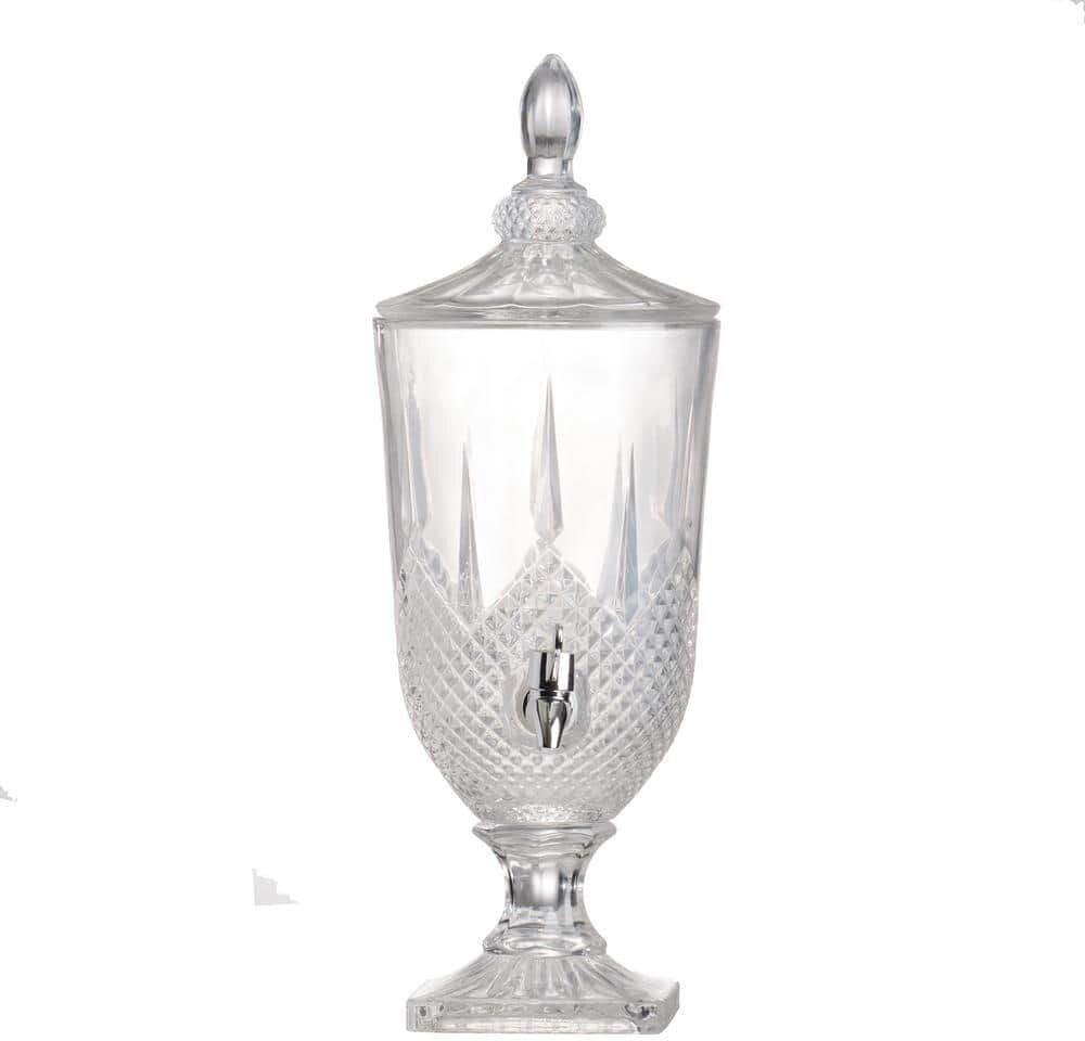 A & B Home 19" Lidded Drink Dispenser - Clear, Polished Silver