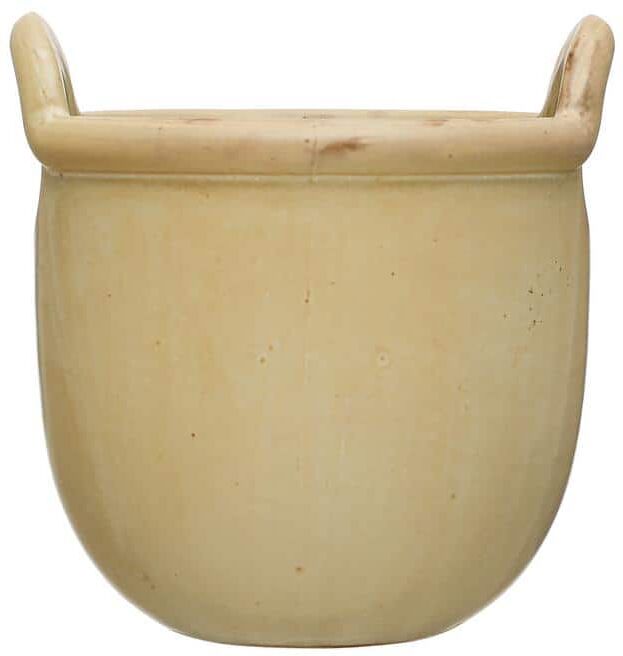 Storied Home 7.75 in. 256 fl. oz Beige Stoneware Crock Urn Serving Bowls