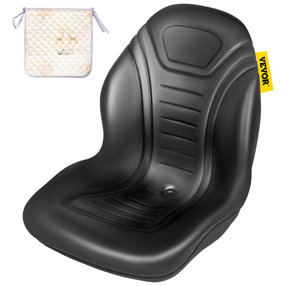 VEVOR 18.8 x 23.1 x 20.6 in. Universal Tractor Seat Replacement with Central Drain Hole Compact High Back Mower Seat, Black