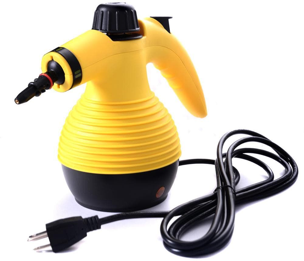 Aoibox Corded Handheld Pressurized Steam Cleaner for Car, Home, Bedroom in Yellow with 9-Pieces Accessory Set and Chemical-Free