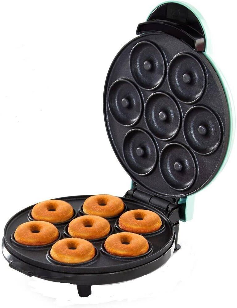 Aoibox Mini Donut Maker Machine with Non-stick Surface, Makes 7 Doughnuts in Black