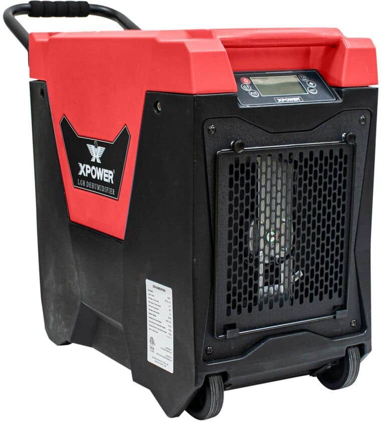 XPOWER 145-Pint LGR Commercial Dehumidifier with Auto Purge Pump, Handle and Wheels for Water Damage Restoration