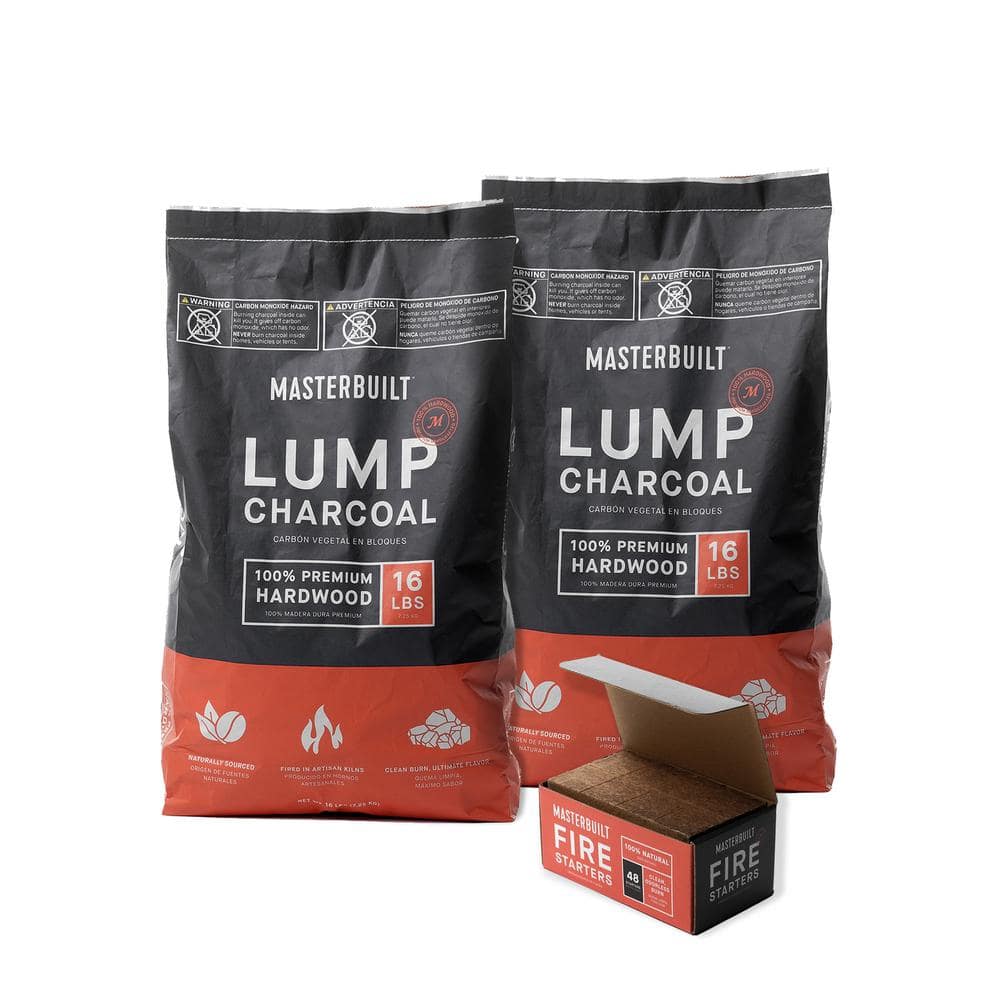 Masterbuilt 16 lbs. Lump Charcoal Bundle and Fire Starters (2-Pack)