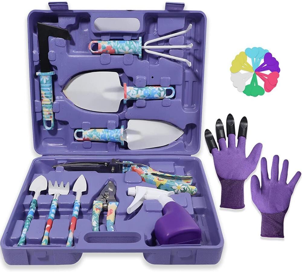 30-Piece Stainless Steel Heavy-Duty Gardening Tools with Floral Print, Garden Tools Set