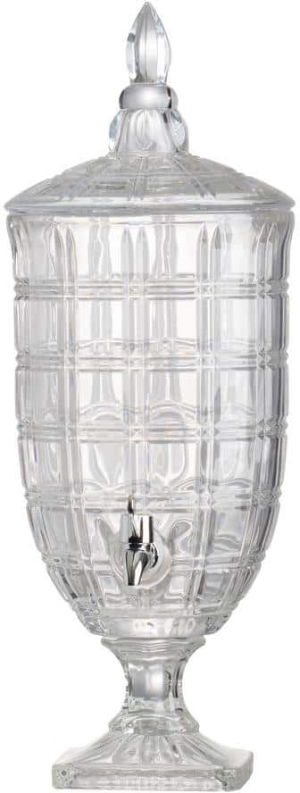 A & B Home 21 in. Clear Polished Silver Lidded Drink Dispenser