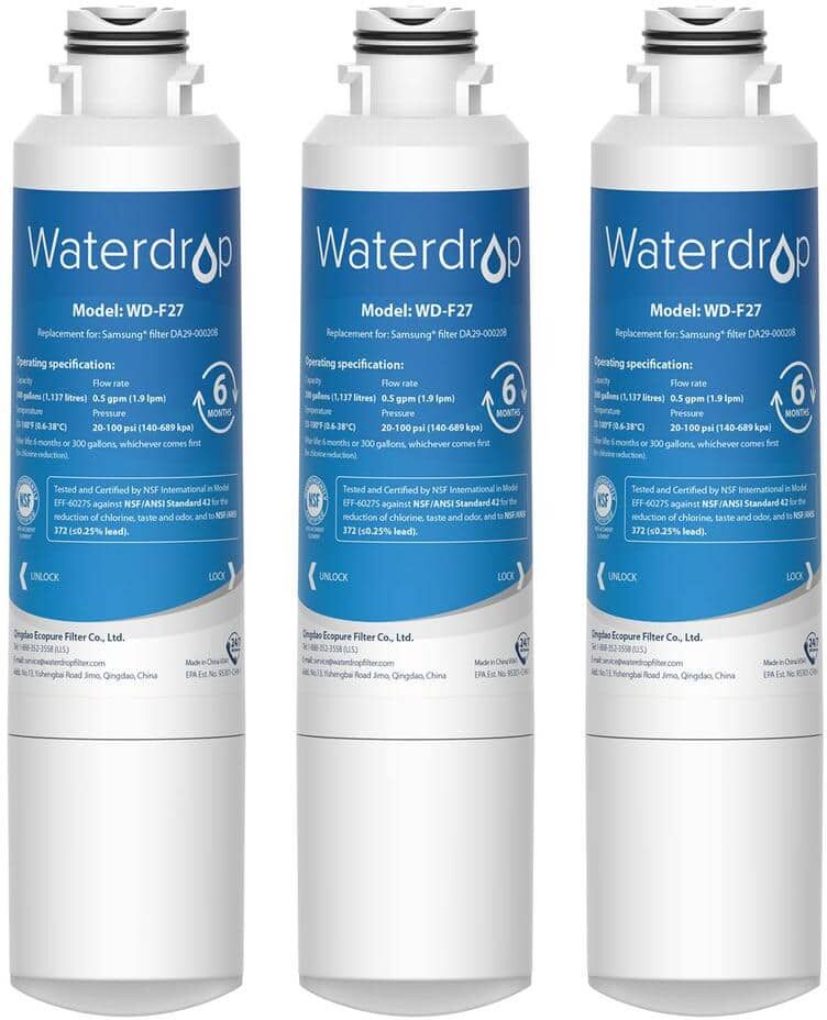 Waterdrop DA29-00020B Refrigerator Replacement Filter for Samsung HAF-CIN/EXP, DA29-00020B, HAF-CIN, DA29-00020B-3, 3-Pack