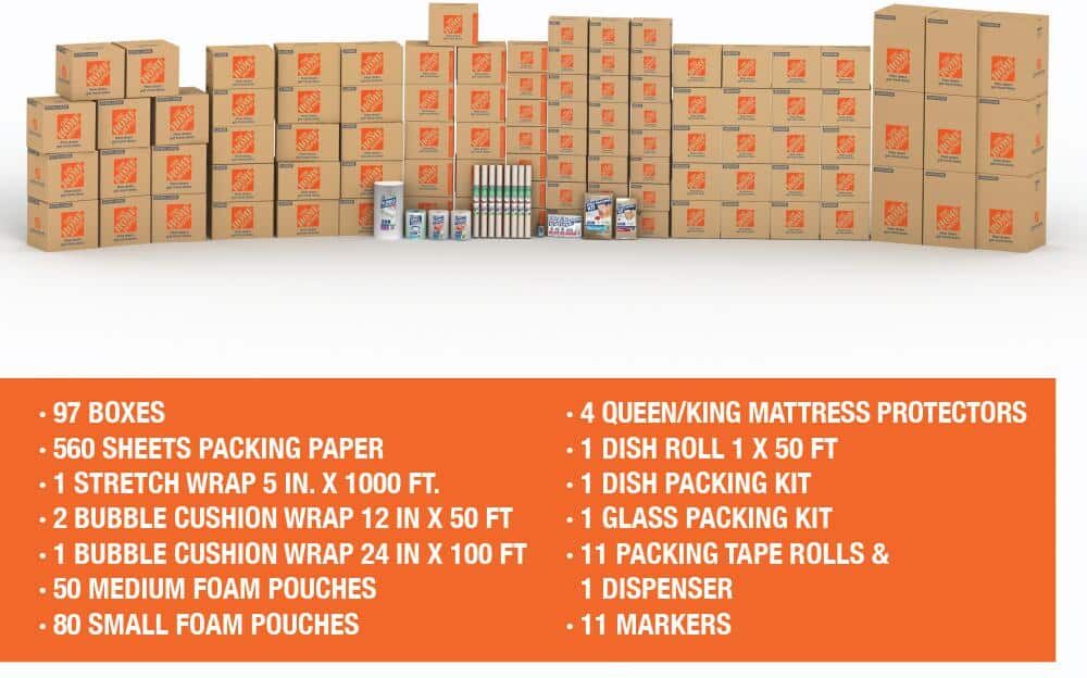 The Home Depot 97-Box 4 Bedroom Moving Box Kit