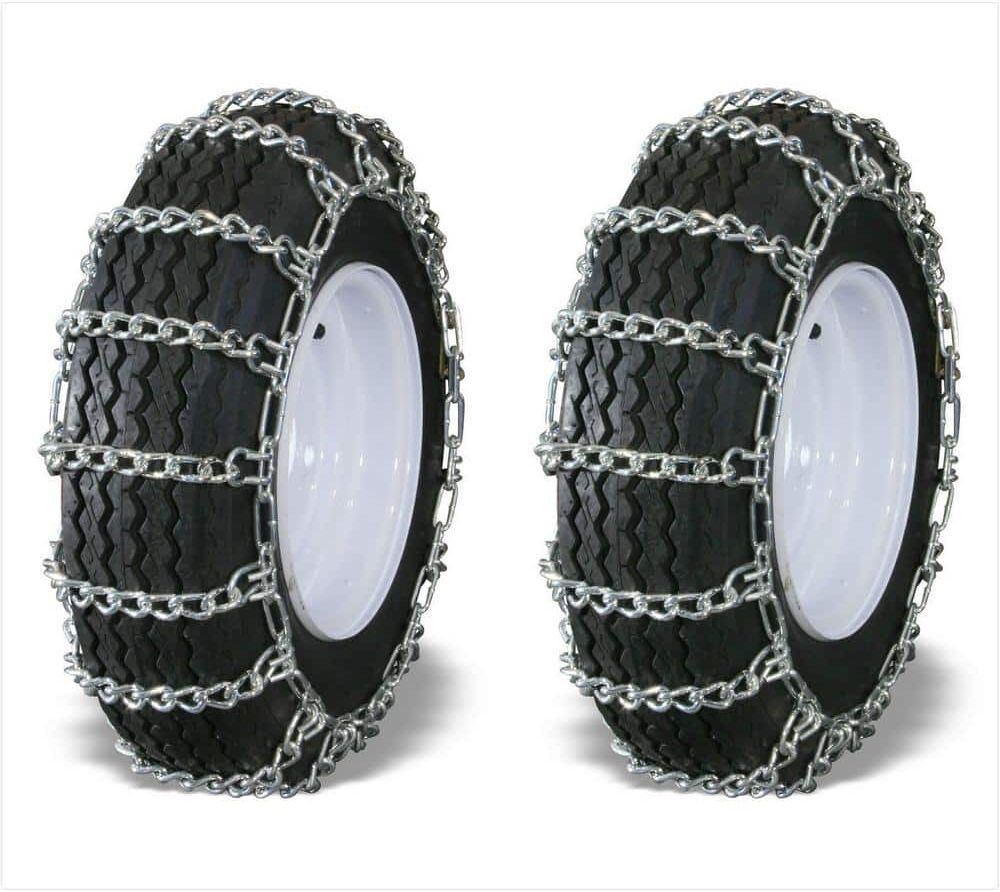 OAKTEN 4.10/3.5x4 in. 2-Link Tire Chains Replace Peerless 1060456, Zinc Plated Chains, Set of 2