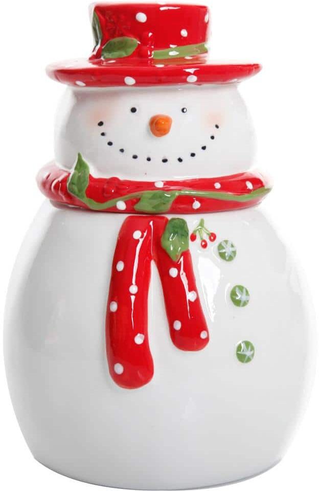 Gibson Jolly Plenitude Snowman Stoneware Cookie Jar