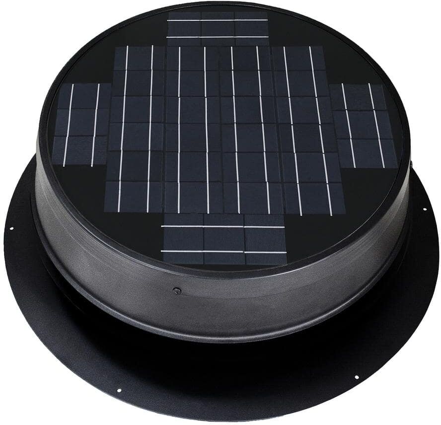 35-Watt Black Aluminum Solar Powerd Attic Fan Tile Profile