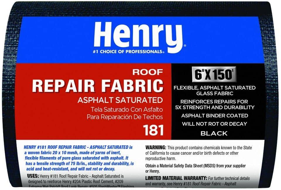 Henry 181 Asphalt Saturated Black Roof Repair Fabric 6 in. x 150 ft.