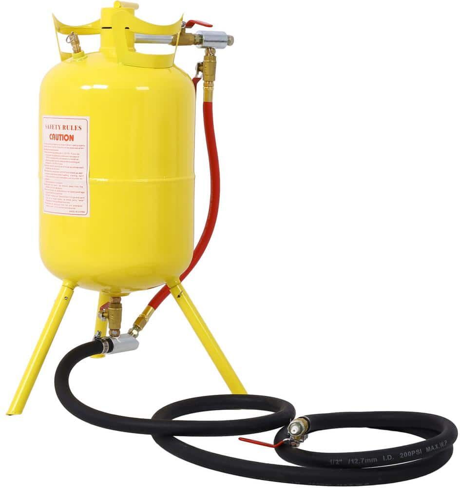 Amucolo Yellow Portable 5-Gal. Air Sand Blaster Handle Sandblasting 5-Gal Air Media Abrasive Blasting Tank w/Blast Gun