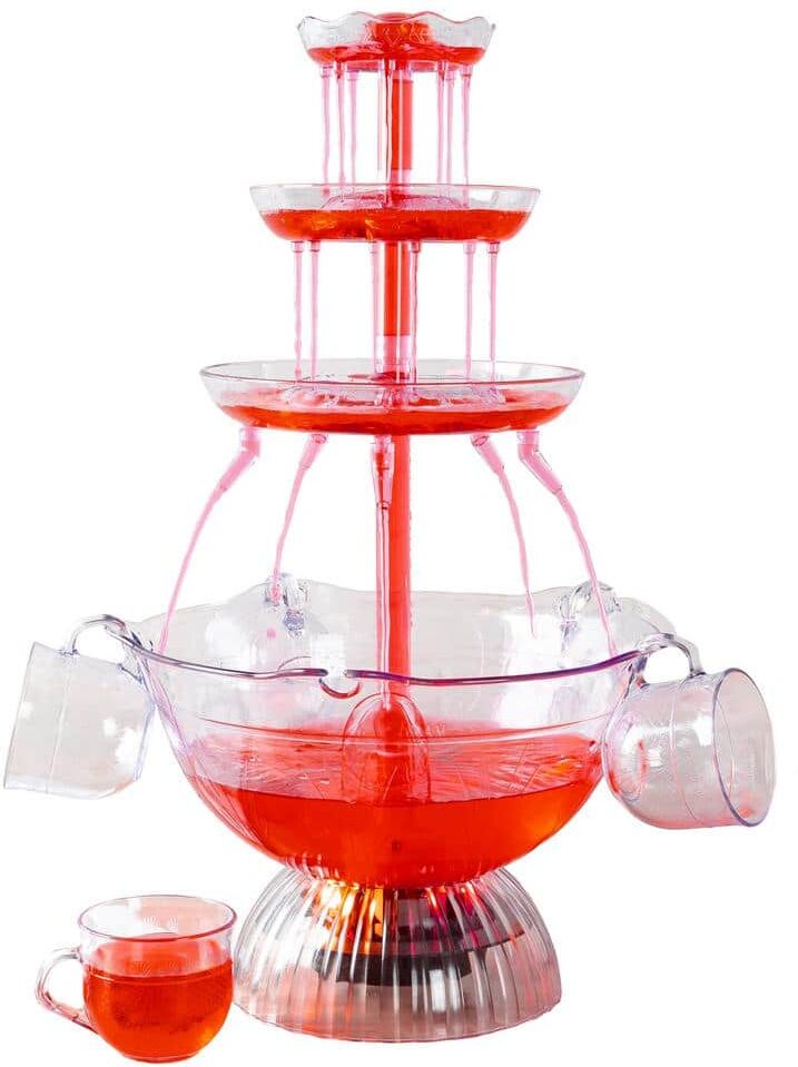 GREAT NORTHERN 3-Tier 1.5 Gal Party Drink Dispenser - Fountain with LED Light Base and 5 Cups