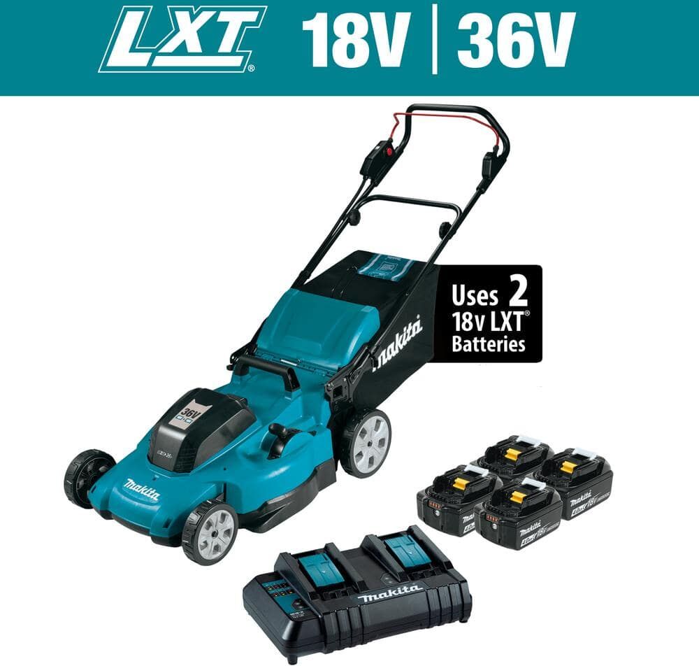 Makita 18V X2 (36V) LXT Lithium-Ion Cordless 21 in. Walk Behind Lawn Mower Kit w/4 batteries (4.0Ah)