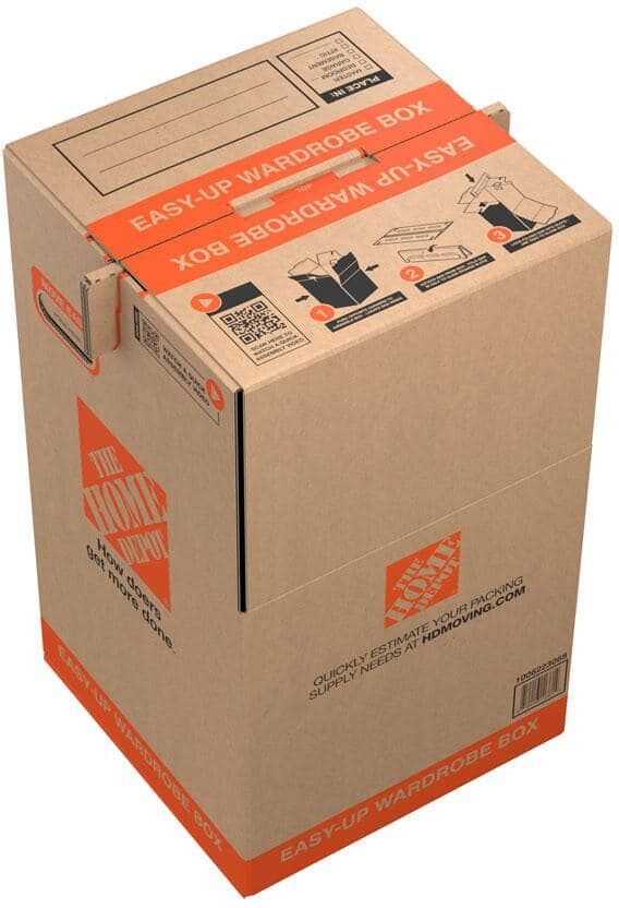 The Home Depot Easy Up Wardrobe Moving Box 3-Pack (20 in. W x 20 in. L x 34 in. D)