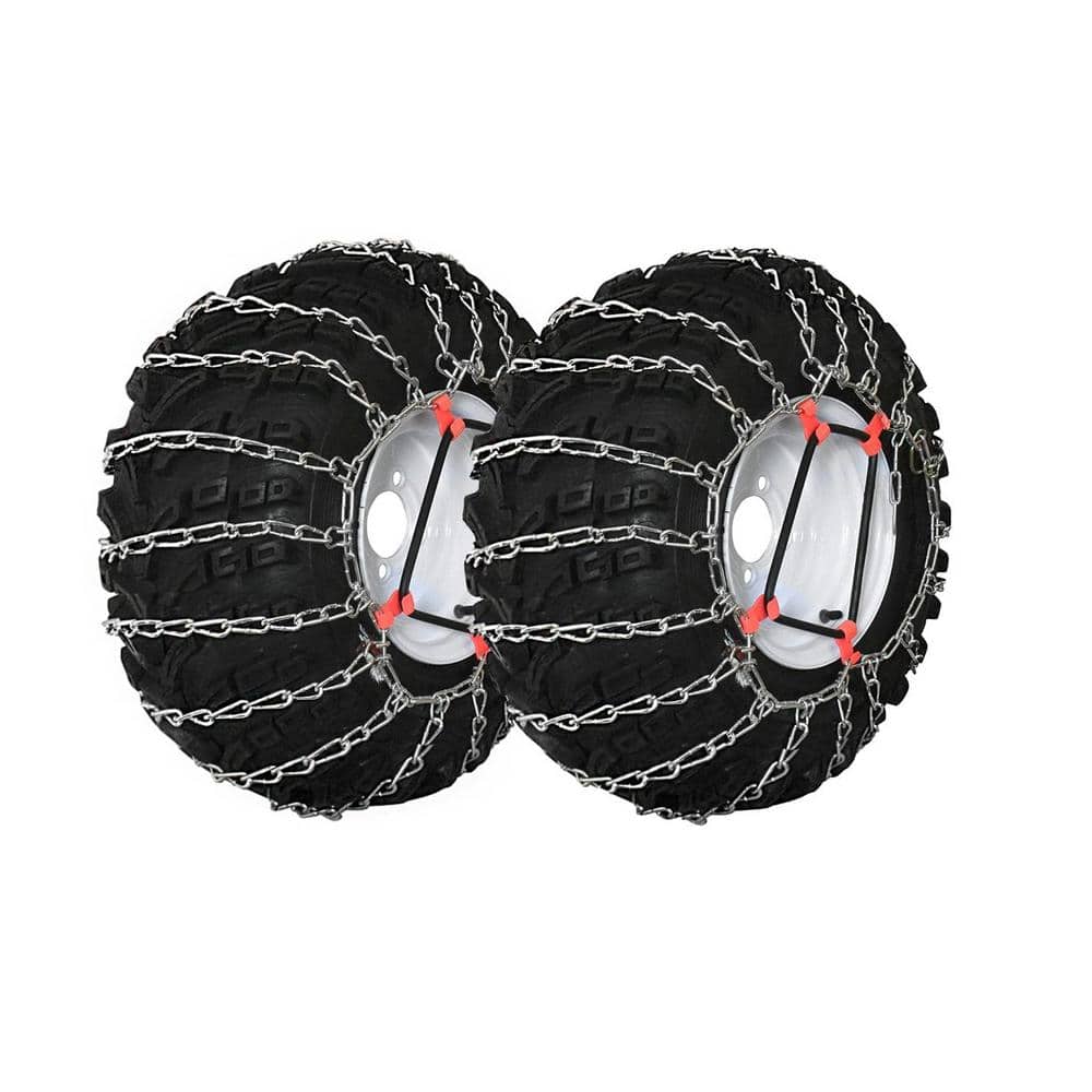 OAKTEN 4.00x4.80x8, 4.00/4.80x8 in. 2-Link Tire Chains with Tensioners Replace Peerless 1061556, Zinc Plated Chains, Set of 2