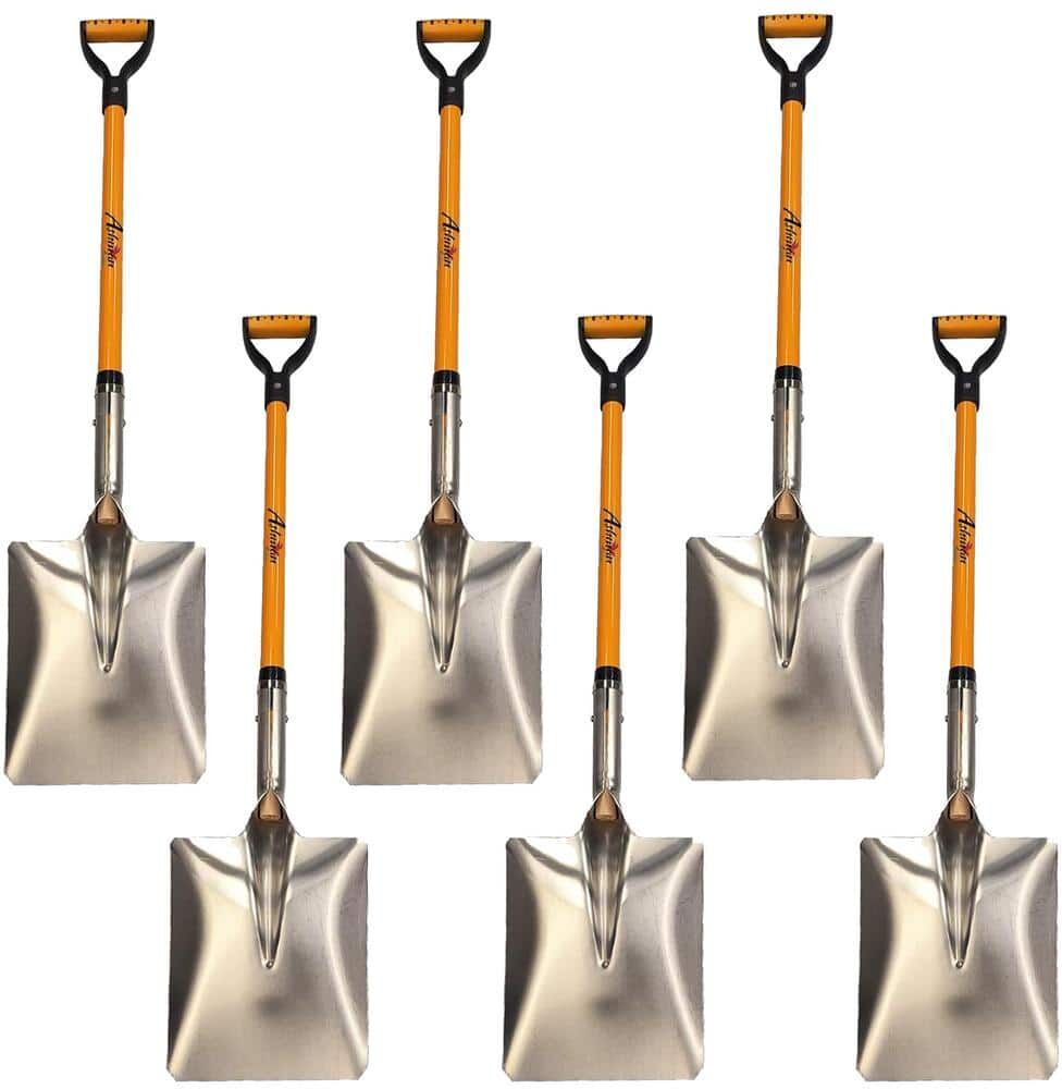 Ashman Online 46 in. L Durable Fiberglass Handle Large Aluminum Square Head Shovel, Ashman Snow Shovel Square Aluminum (6-Pack)