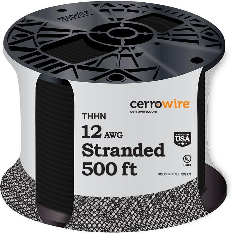 Cerrowire 500 ft. 12 Gauge Black Stranded Copper THHN Wire